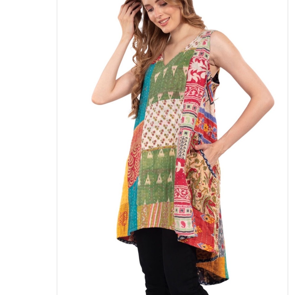 NWT Reversible Kantha Sleeveless Dress DS-19 patchwork one size